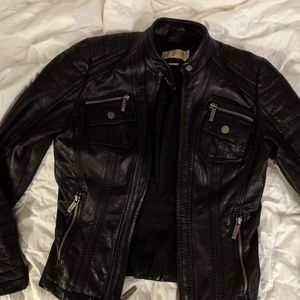 Michael Michael Kors Genuine Leather Biker Jacket